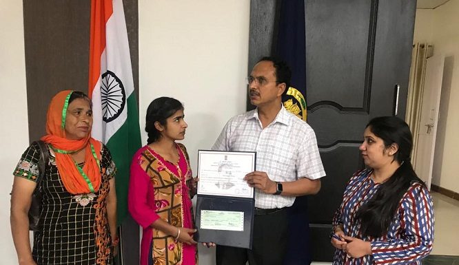 DC Jalandhar Felicitates a Bright Student Selected for Scholarship under Dr Ambedkar Scheme