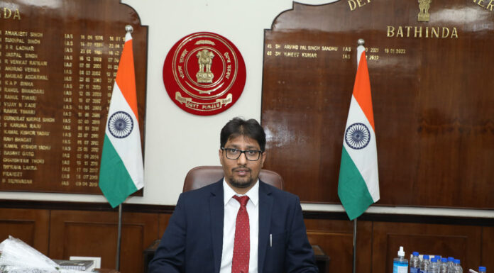 ਬਠਿੰਡਾ ਦੇ ਡਿਪਟੀ ਕਮਿਸ਼ਨਰ ਵਜੋਂ ਸ਼ੌਕਤ ਅਹਿਮਦ ਨੇ ਸੰਭਾਲਿਆ ਚਾਰਜ