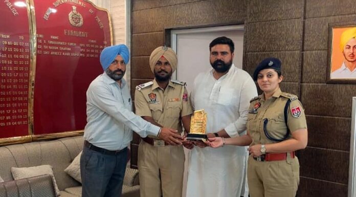 NGOs awarded trophies of honor and appreciation to SSP Faridkot